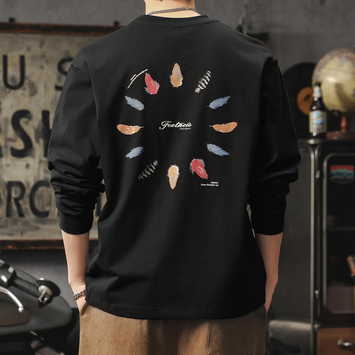サークル 羽モチーフ 長袖Tシャツ(3Colors)250788