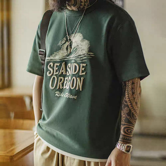 立体刺繍 サーフィンプリントTシャツ(1Color)250520