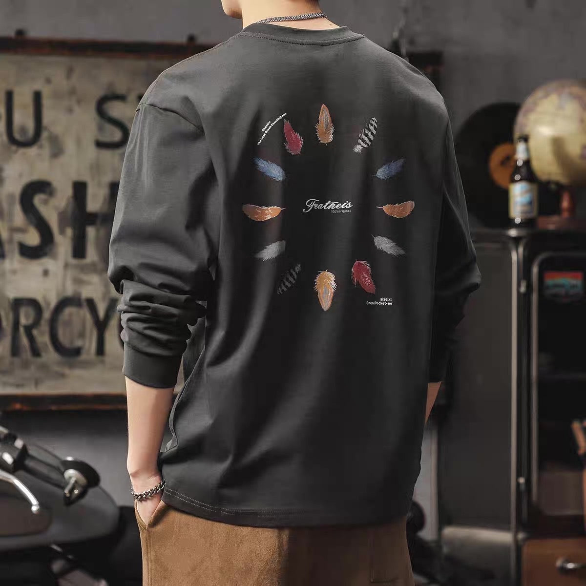 サークル 羽モチーフ 長袖Tシャツ(3Colors)250788
