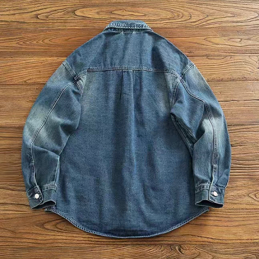 厚手 ウォッシュドデニム ワークシャツ(1Color)240584