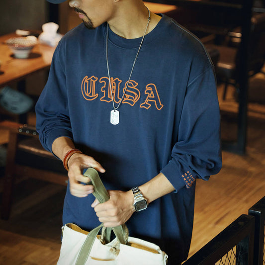 ロゴ刺繍 ダメージ 長袖Tシャツ(1Color)250694