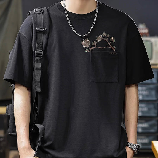 和テイスト 刺繍 半袖Tシャツ(2Colors)250490