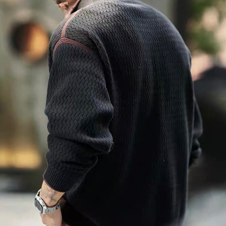 ウェーブデザイン ハーフジップ セーター(2Colors)250883