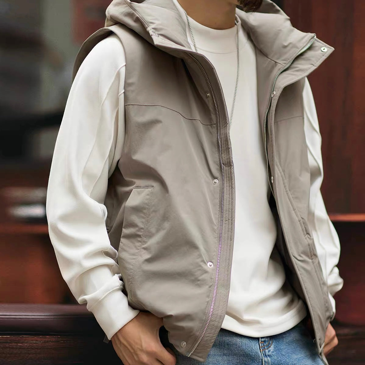 フード付 シンプル ダウンベスト（3Colors）250890 – Champyee 