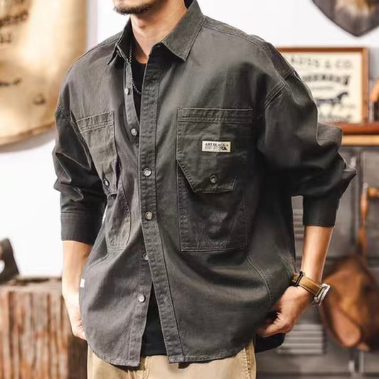 ロゴ入りデザインポケット付 ワークシャツ(3Colors)250010