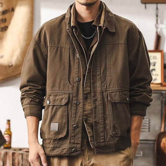 アメリカンレトロ ビッグポケット付 ワークジャケット(2Colors)241017