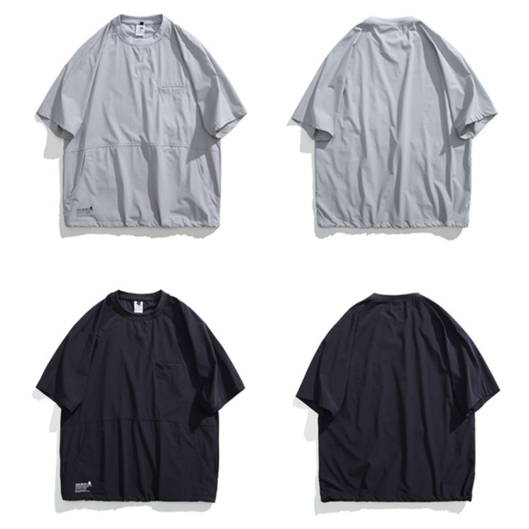 裾ドローコード サイドポケット付 オーバーサイズTシャツ(3Colors)240375