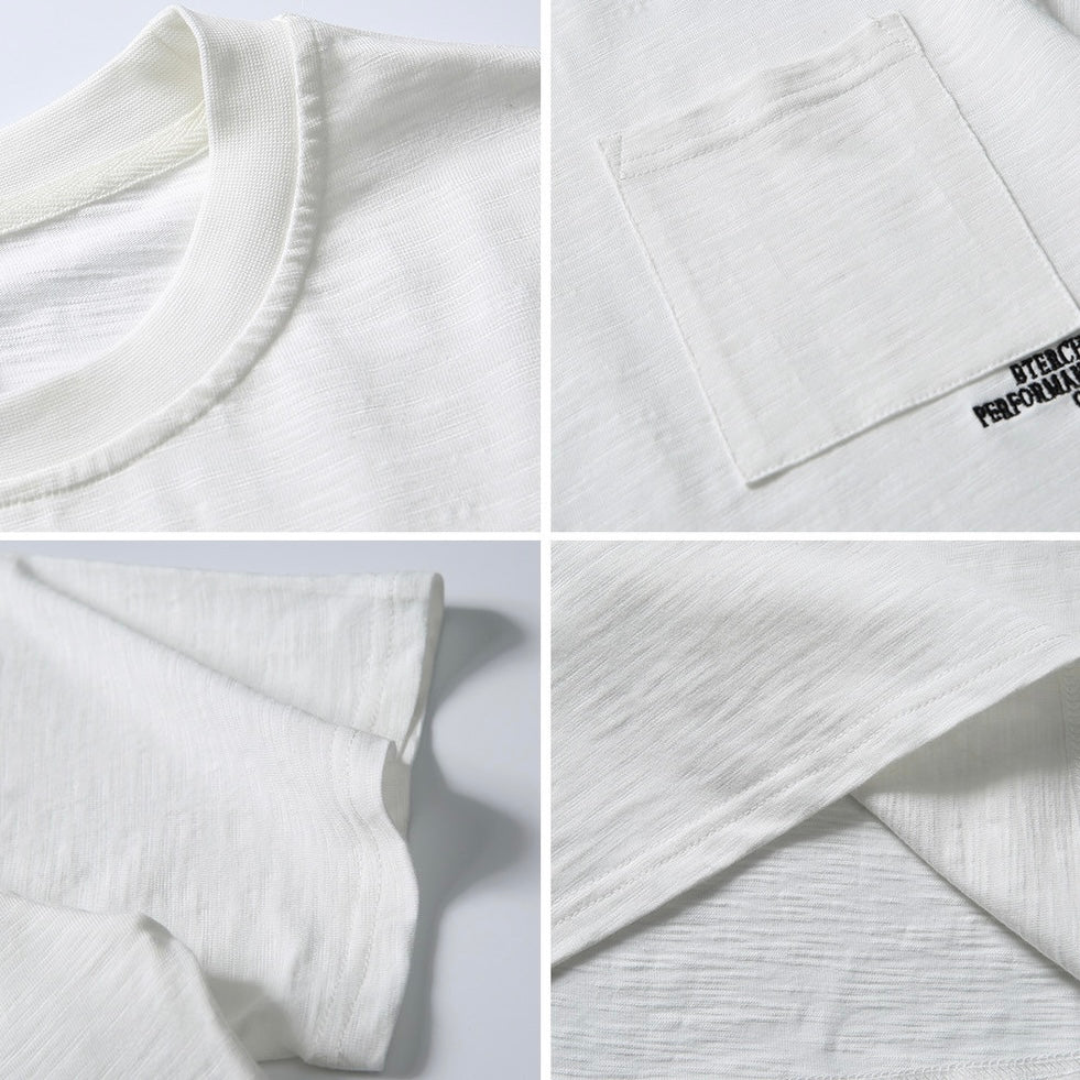 ワンポイントロゴ刺繍 シンプルTシャツ(3Colors)250607
