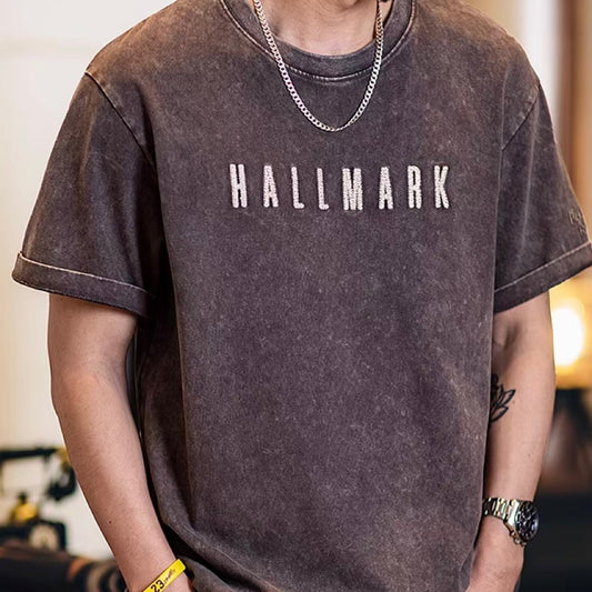 レトロ 刺繍 ウォッシュドTシャツ(2Colors)250236