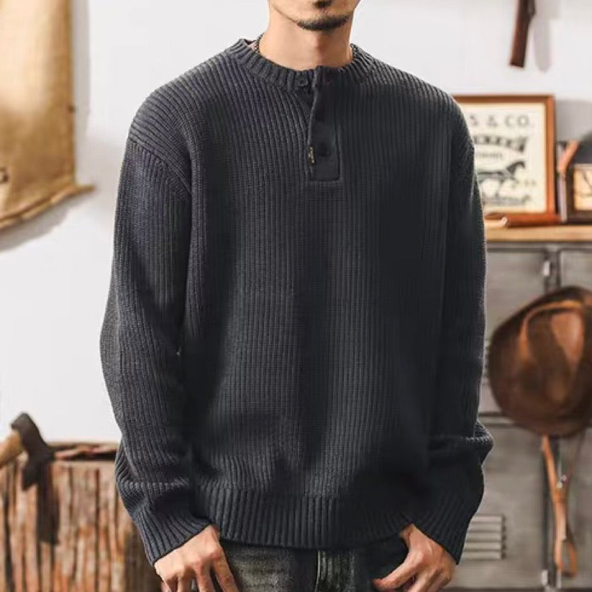 ハーフボタン ベーシック ニットセーター(4Colors)240940