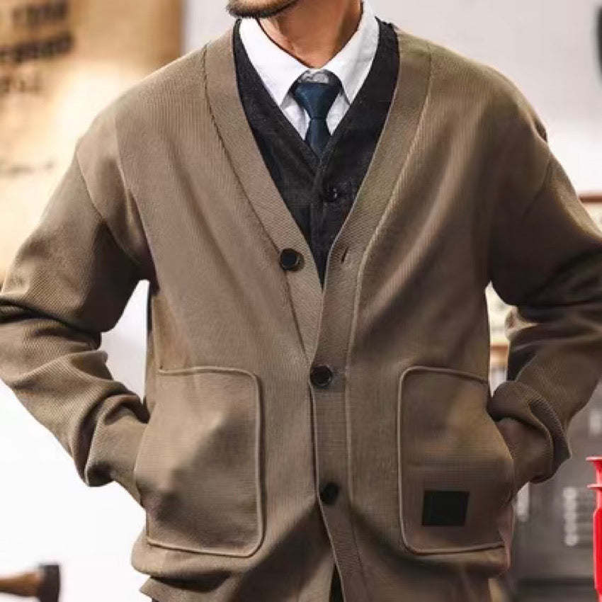 ロゴ付 Vネック カーディガン(3Colors)241182