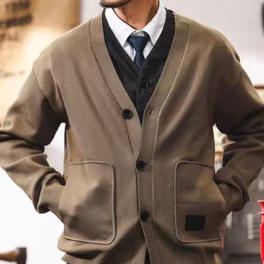 ロゴ付 Vネック カーディガン(3Colors)241182