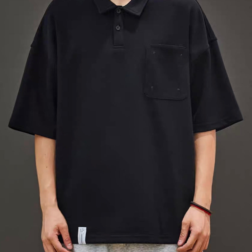 ステッチ オーバーサイズ シンプルポロシャツ(2Colors)250542