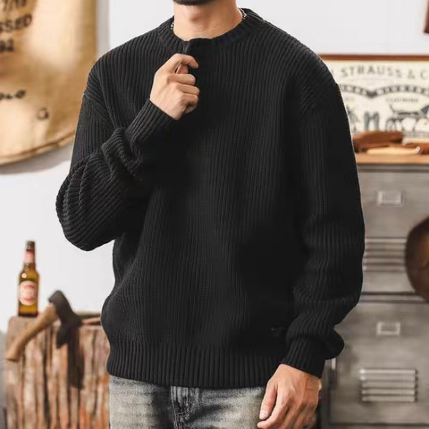 ハーフボタン ベーシック ニットセーター(4Colors)240940