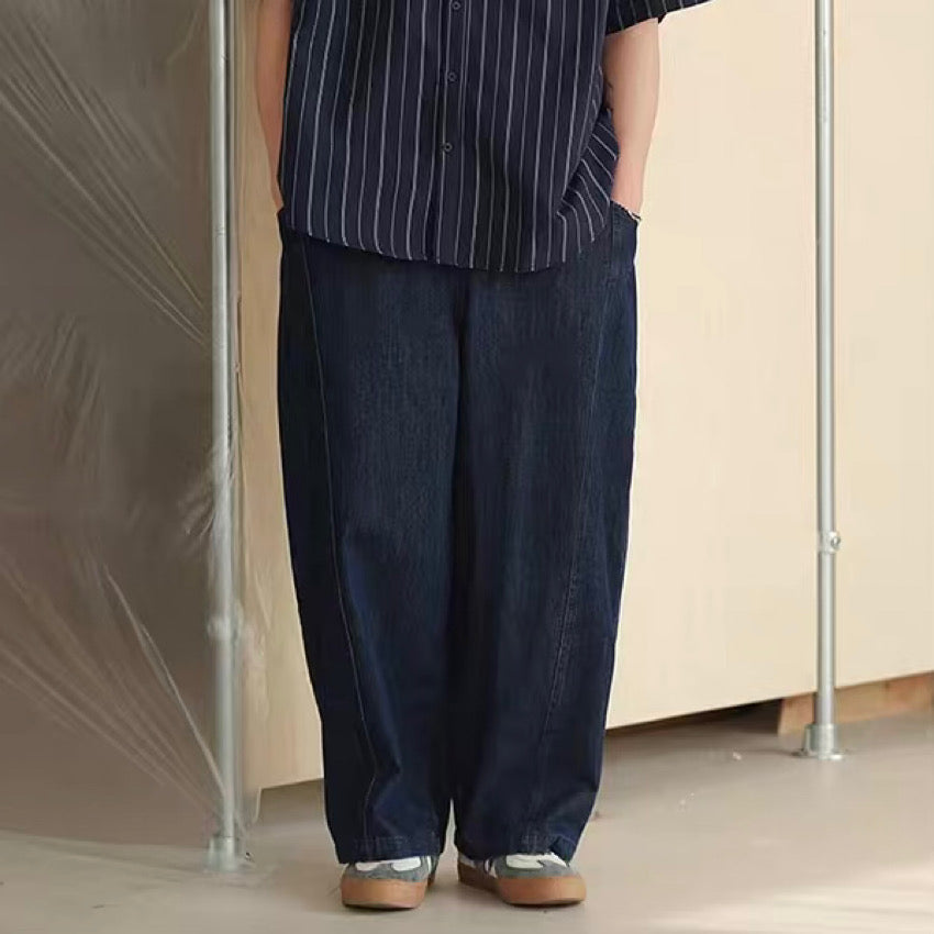 ボリューム ワイドテーパード デニムパンツ(2Colors)250322