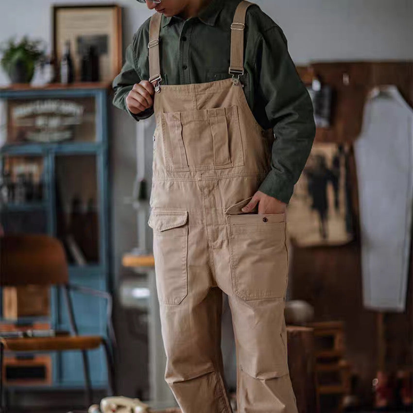 ウォッシュ加工 マルチポケット付 オーバーオール(2Colors)240794