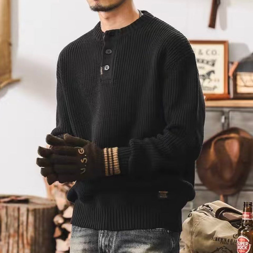 ハーフボタン ベーシック ニットセーター(4Colors)240940