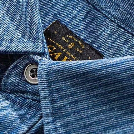 デザインポケット付 ストライプデニムシャツ(2Colors)250888