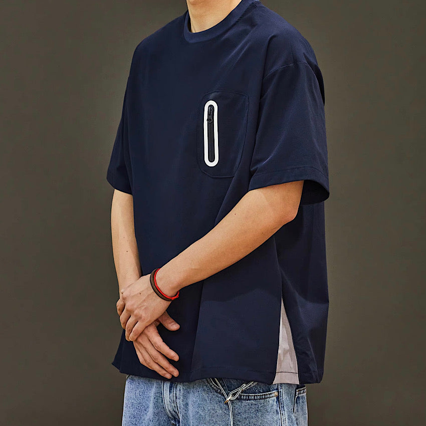 サイドジップ 胸ポケット付 半袖Tシャツ(3Colors)250332