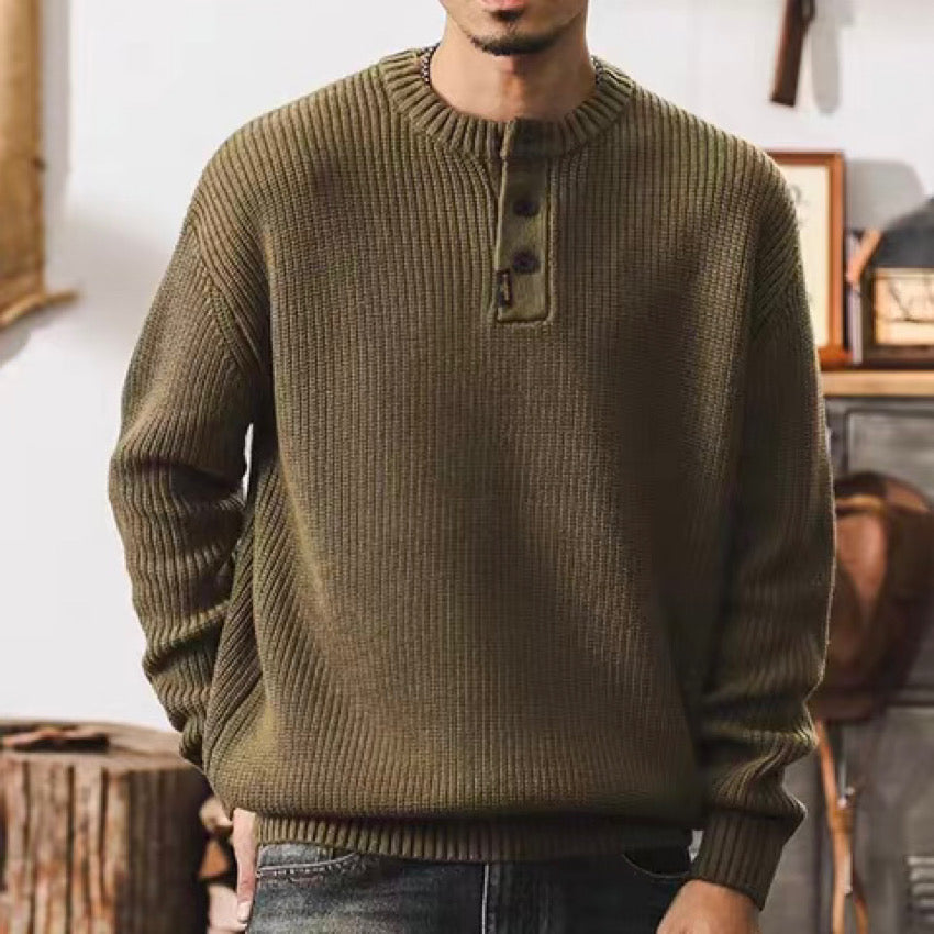 ハーフボタン ベーシック ニットセーター(4Colors)240940