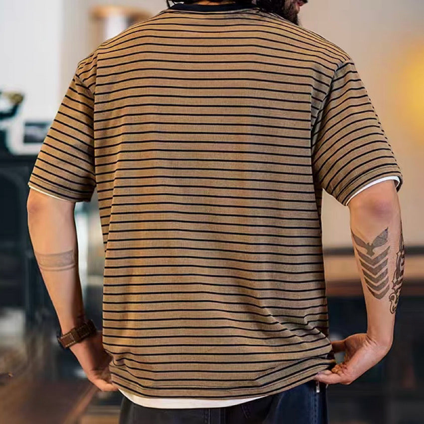 キャップ刺繍入り ボーダーTシャツ(1Color)250293