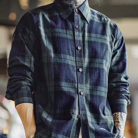 刺繍 ブルーグリーンチェックシャツ(1Color)250783