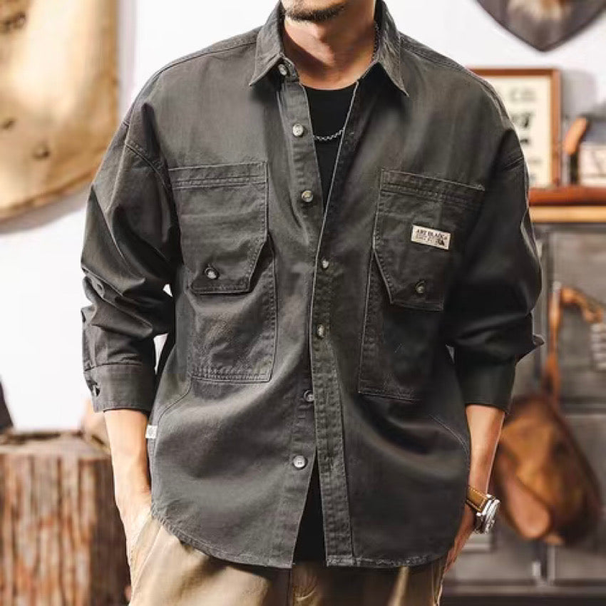 ロゴ入りデザインポケット付 ワークシャツ(3Colors)250010