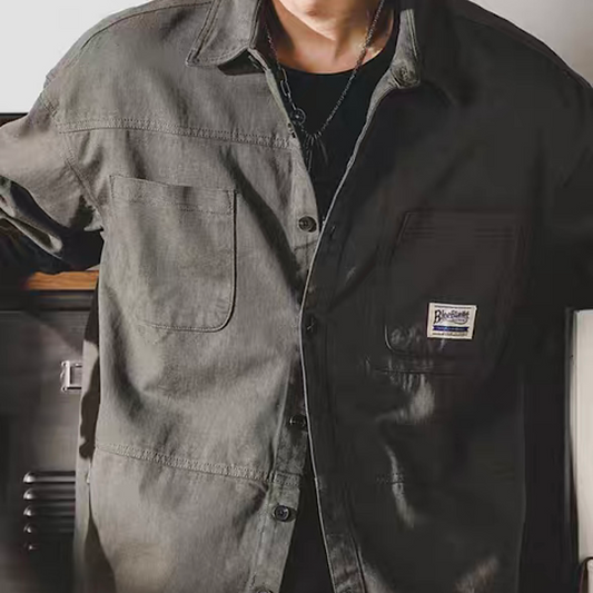 ウォッシュ加工 ダブルポケット付 ワークシャツ(3Colors)240710