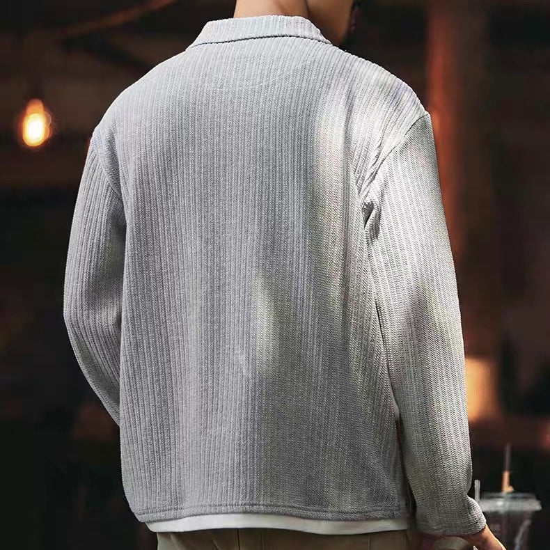 フェイクレイヤード ポロカラー ニットプルオーバー(2Colors)250856