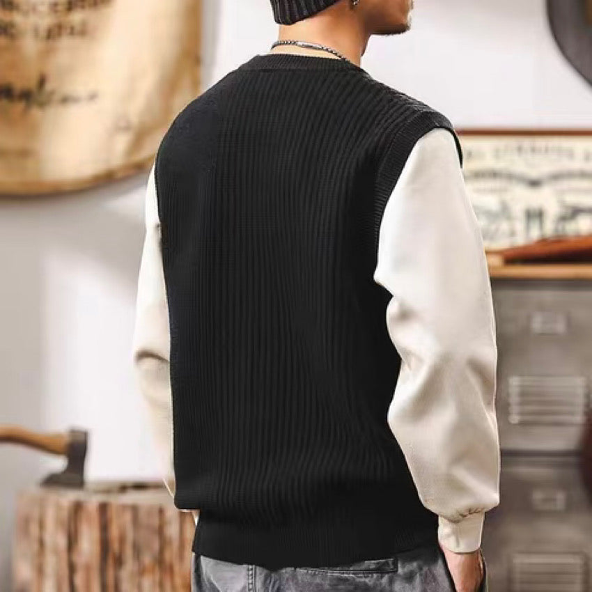 フェイクレイヤード ニットベスト プルオーバー(3Colors)250004
