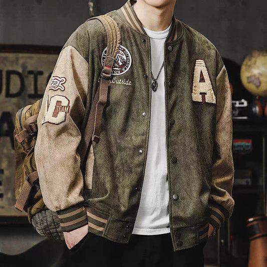 レトロ バイカラー ベースボールジャケット(2Colors)240965