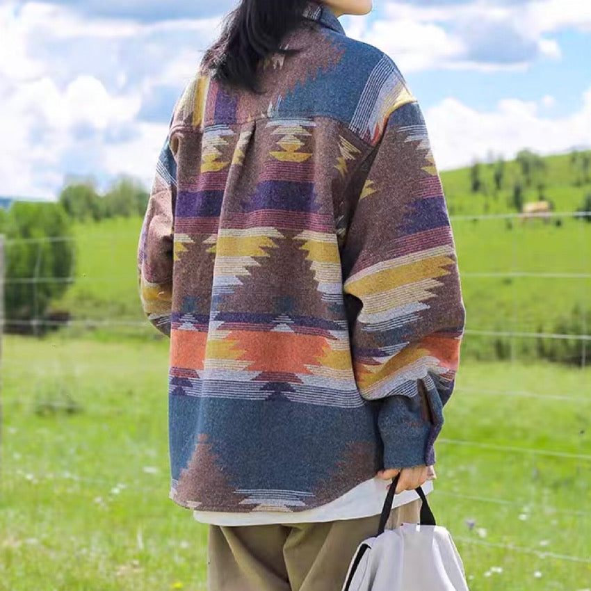 ネイティブ柄 エスニック 厚手シャツ(3Colors)240722