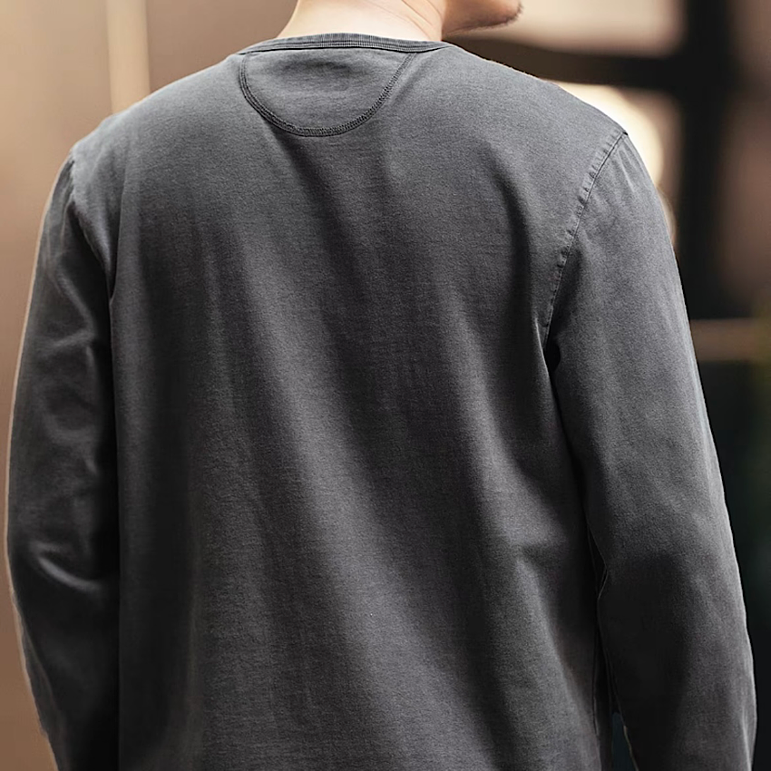 ウォッシュドコットン ヘンリーネック長袖Tシャツ(2Colors)240688