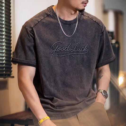 ロゴ刺繍 ハードウォッシュ 半袖Tシャツ(1Color)250235