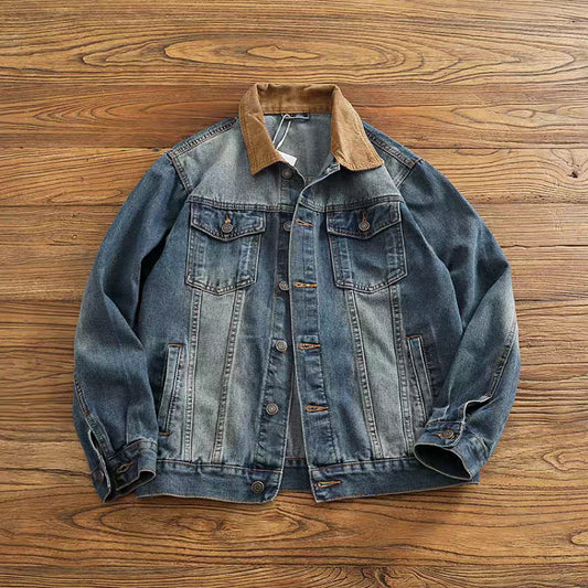 コーデュロイ襟 ウォッシュドデニムジャケット(1Color)240583