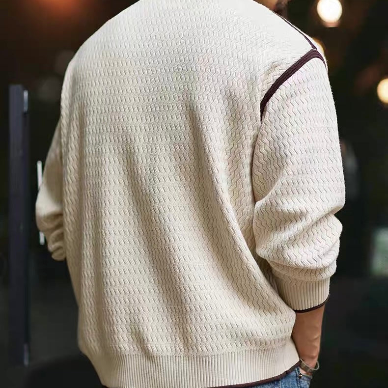 ウェーブデザイン ハーフジップ セーター(2Colors)250883