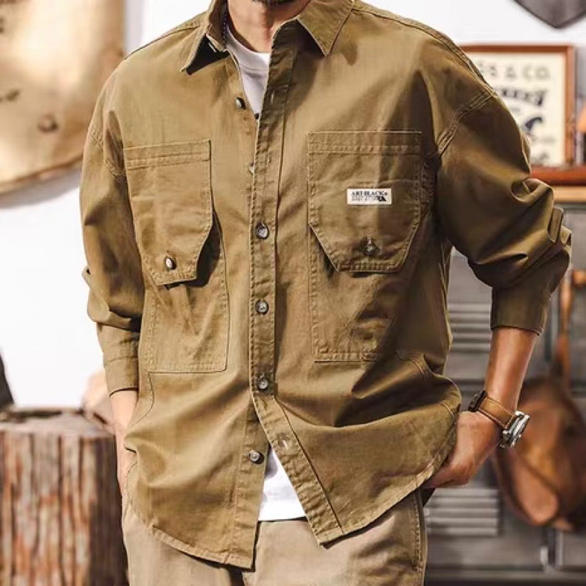 ロゴ入りデザインポケット付 ワークシャツ(3Colors)250010