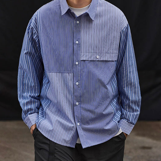 ストライプ クレイジーパターン 長袖シャツ(1Color)240124