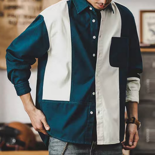 クレイジーパターン バイカラー シャツ(2Colors)240033