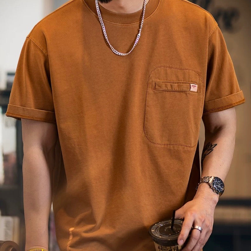 胸ポケット付 ウォッシュドTシャツ(2Colors)250249