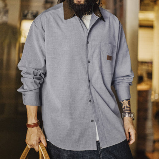 コーデュロイ パッチワークカラー シャツ(1Color)250719