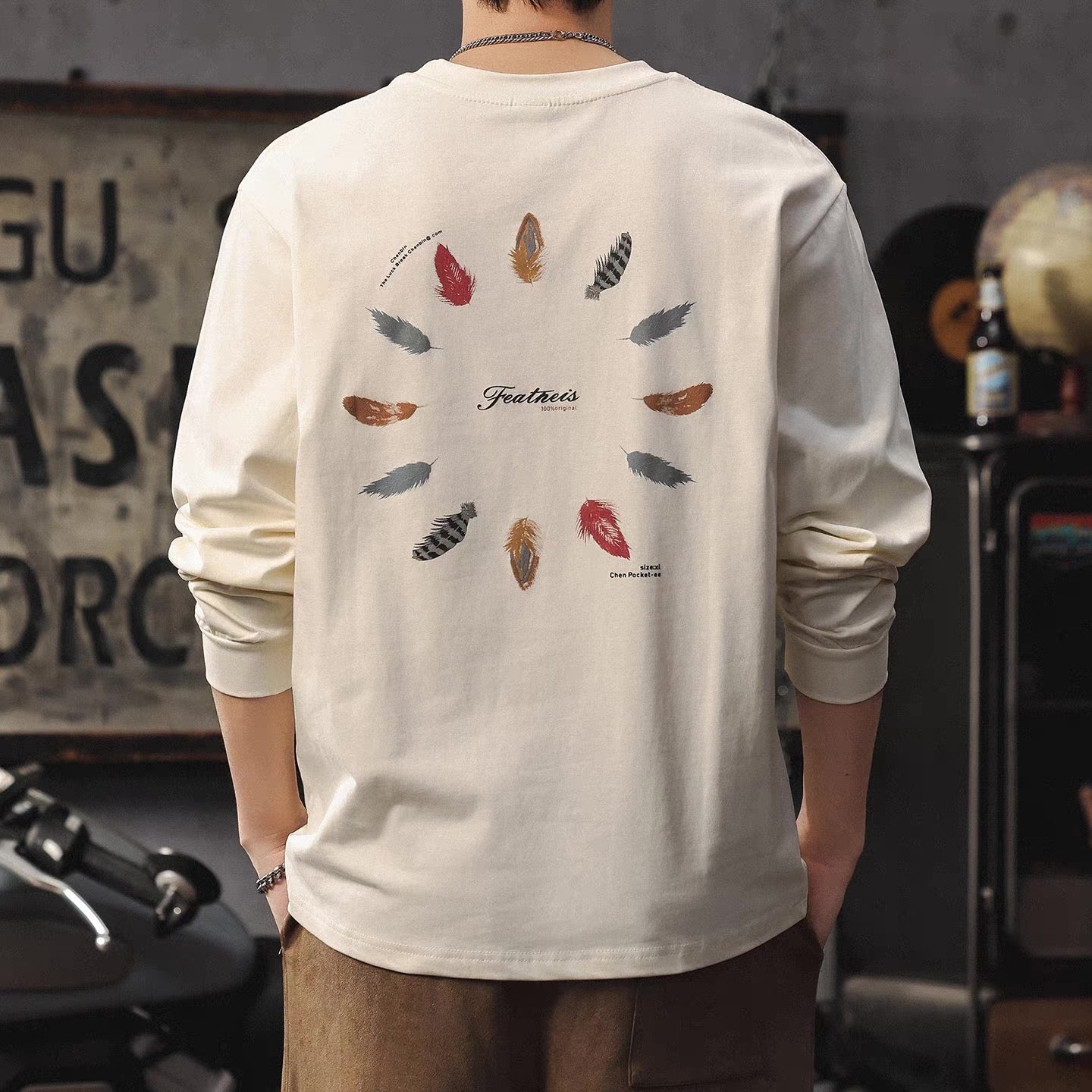 サークル 羽モチーフ 長袖Tシャツ(3Colors)250788