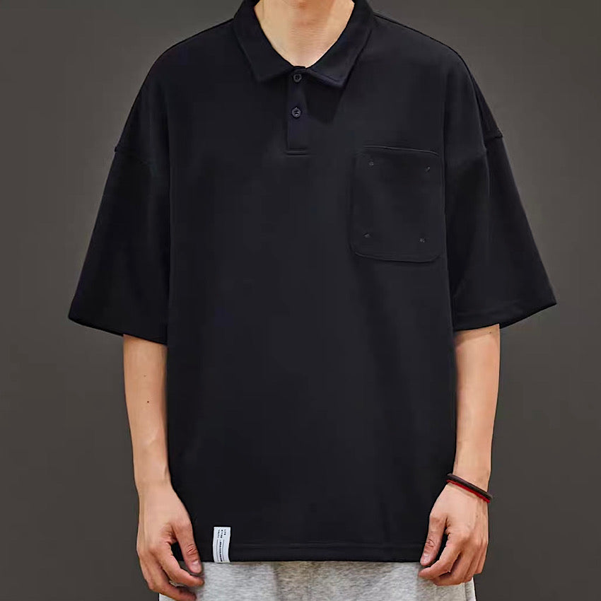 ステッチ オーバーサイズ シンプルポロシャツ(2Colors)250542