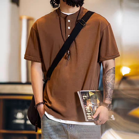 ヘンリーネック カジュアルTシャツ(4Colors)250449