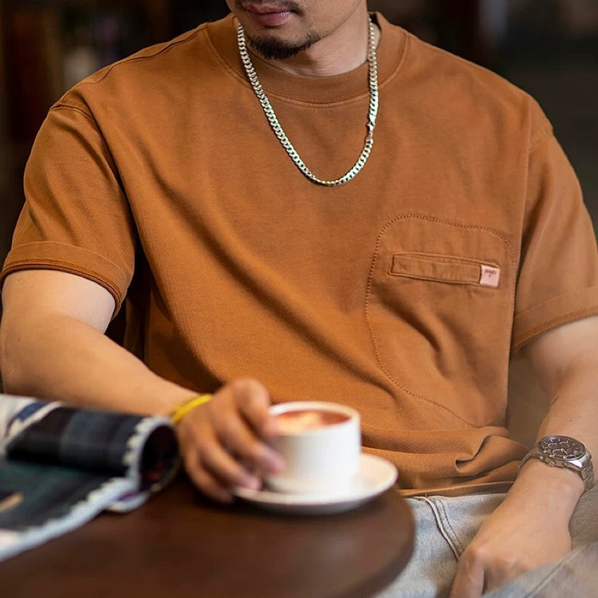 胸ポケット付 ウォッシュドTシャツ(2Colors)250249