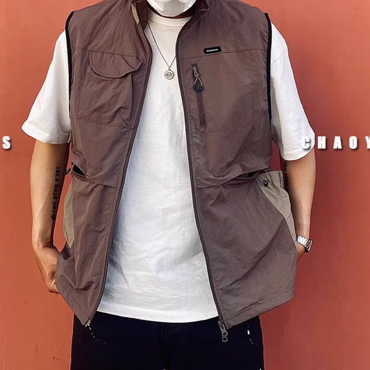 機能性 パッチポケット スタンドカラーベスト(3Colors)250408