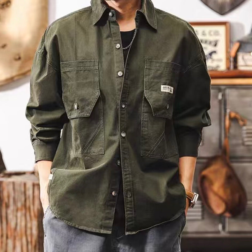 ロゴ入りデザインポケット付 ワークシャツ(3Colors)250010