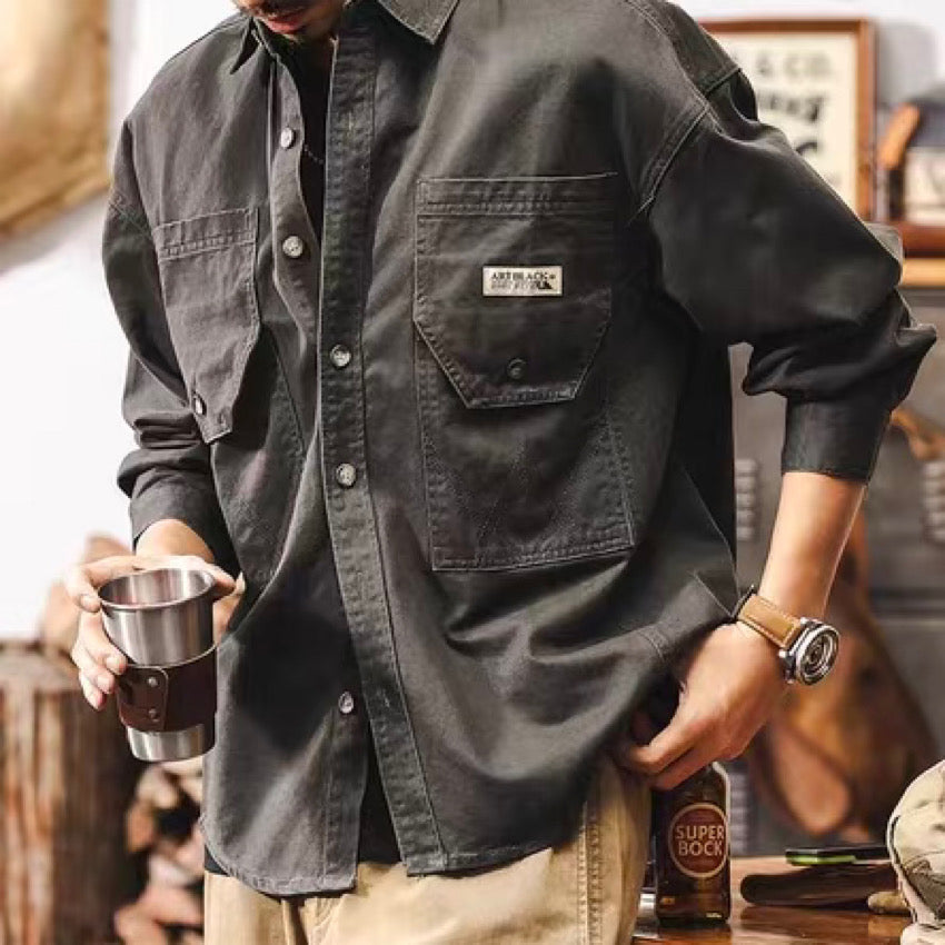 ロゴ入りデザインポケット付 ワークシャツ(3Colors)250010