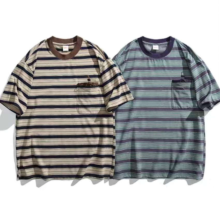 ドローコード付ポケット ボーダーTシャツ(2Colors)250337
