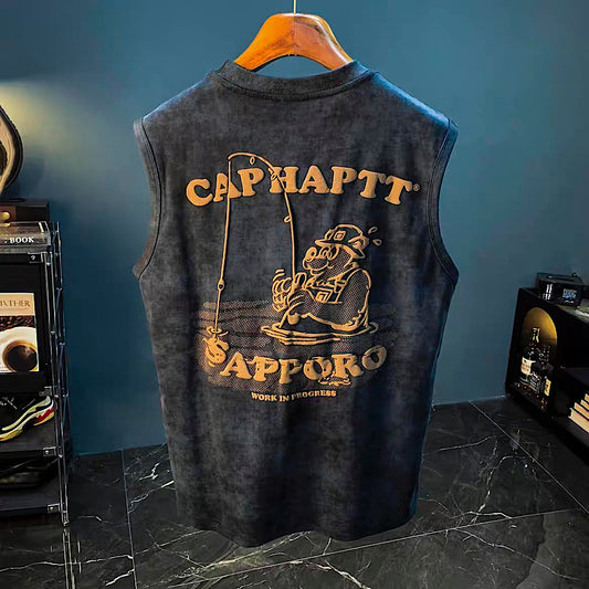 バックプリント ウォッシュド ノースリーブTシャツ(4Colors)250550